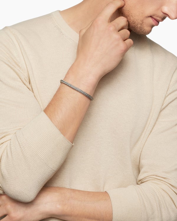 David Van Hagen Chevron Bead Bracelet Sterling Silver 6mm