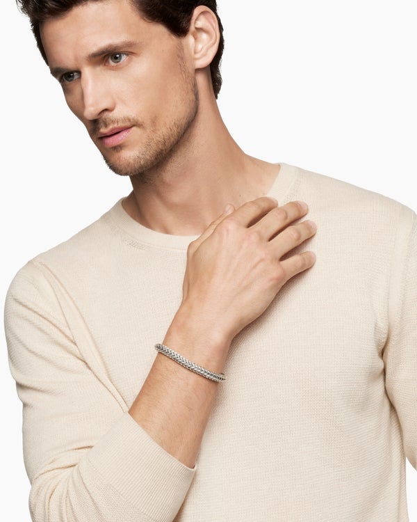 David Van Hagen Chevron Bead Bracelet Sterling Silver 8mm