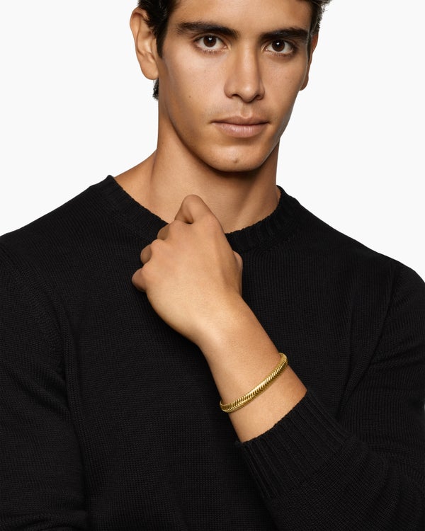 David Van Hagen Chevron Cuff Bracelet 18K Yellow Gold 8mm