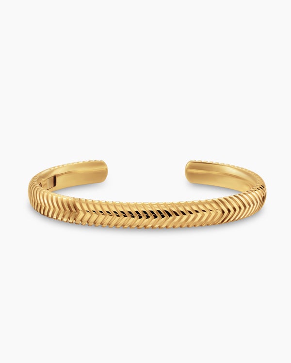 David Van Hagen Chevron Cuff Bracelet 18K Yellow Gold 8mm