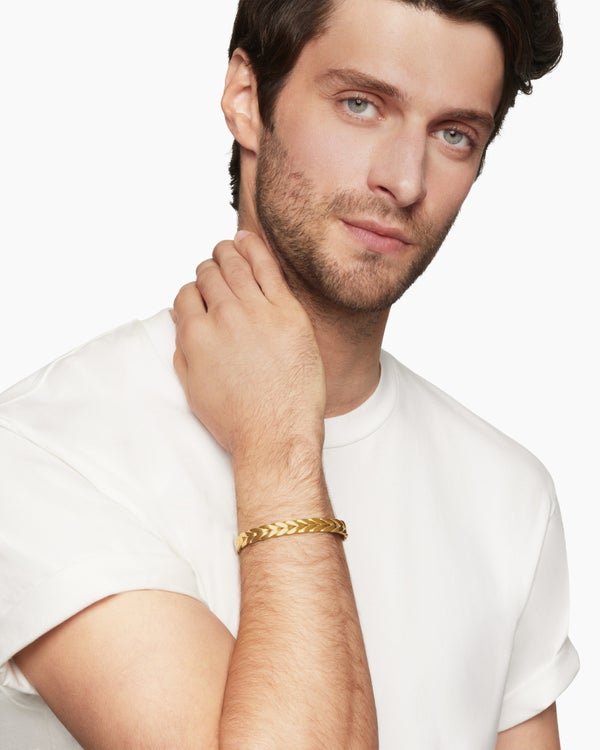 David Van Hagen Chevron Cuff Bracelet 18K Yellow Gold 9mm