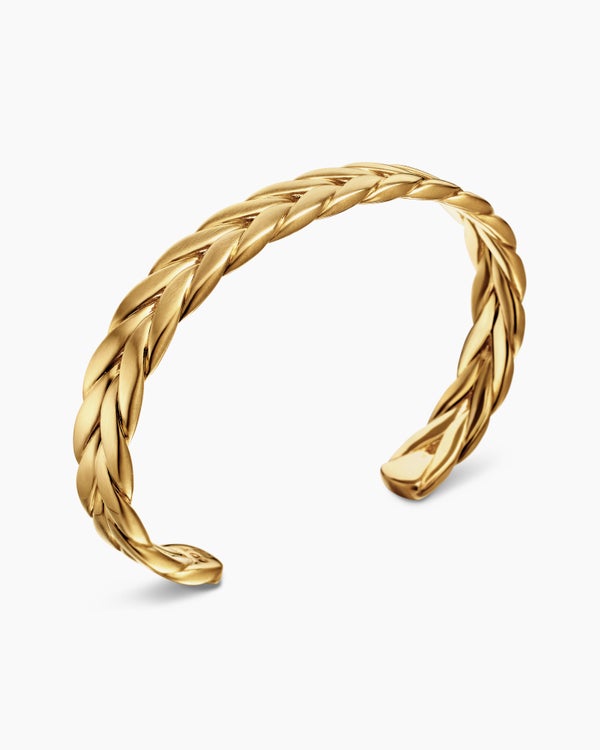 David Van Hagen Chevron Cuff Bracelet 18K Yellow Gold 9mm