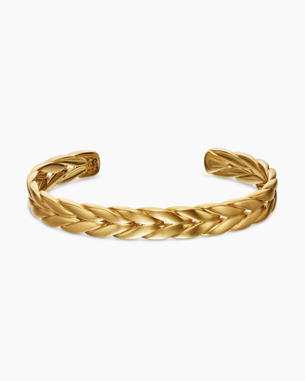 David Van Hagen Chevron Cuff Bracelet 18K Yellow Gold 9mm