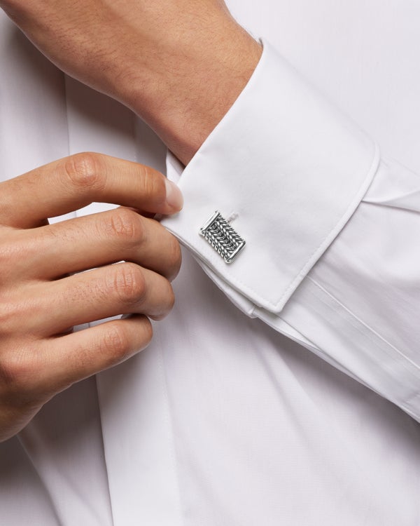 David Van Hagen Chevron Cufflinks Sterling Silver 22.8mm