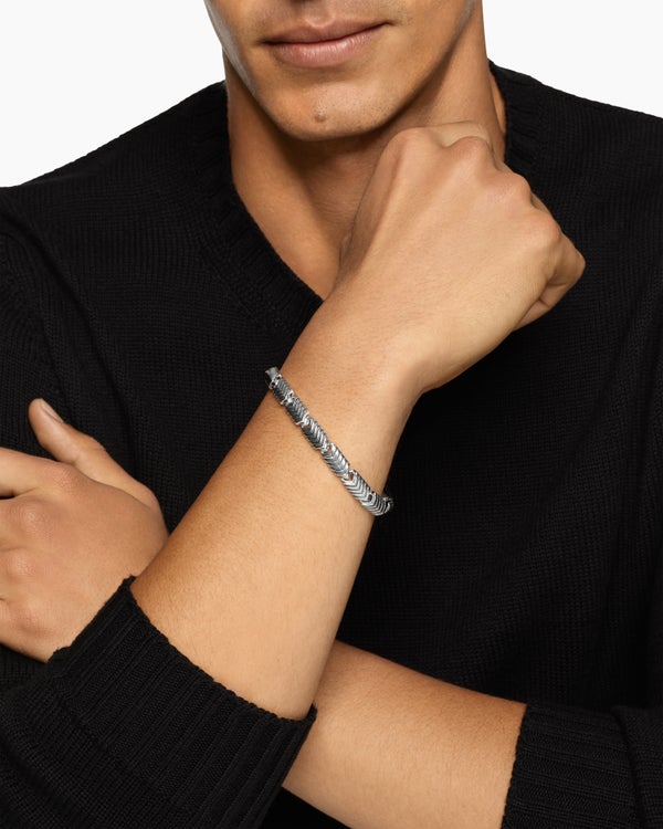 David Van Hagen Chevron Link Bracelet Sterling Silver 7.6mm
