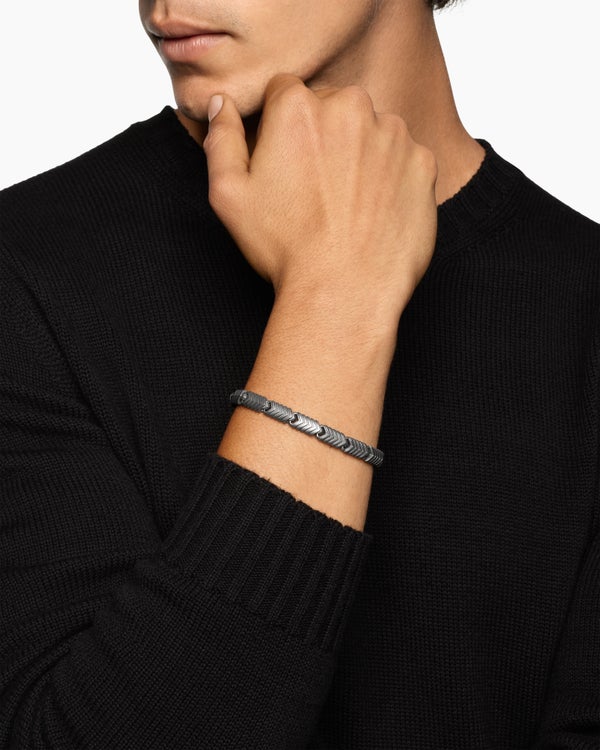 David Van Hagen Chevron Link Bracelet Titanium 7.6mm