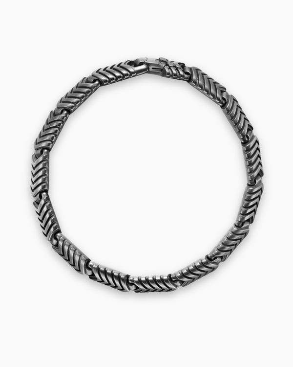 David Van Hagen Chevron Link Bracelet Titanium 7.6mm