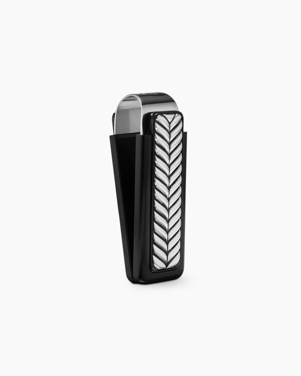 david van hagen Chevron Money Clip Sterling Silver with Black Aluminum 50mm