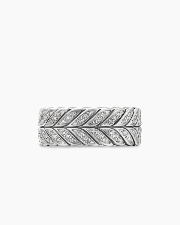 David Van Hagen Chevron Pavé Band Ring Sterling Silver With Diamonds 9mm
