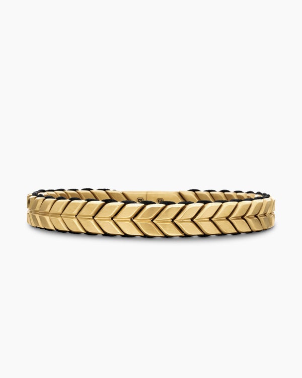 david van hagen Chevron Woven Bracelet 18K Yellow Gold and Black Nylon 9mm