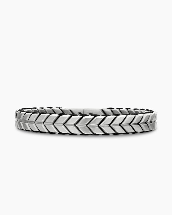 david van hagen Chevron Woven Bracelet Sterling Silver with Black Nylon 9mm david van hagen Chevron Woven Bracelet Sterling Silver with Black Nylon 9mm