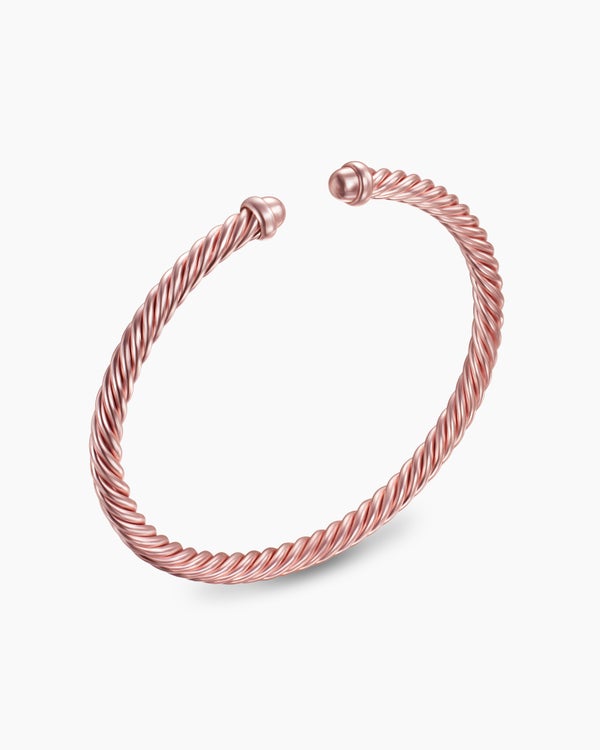 David Van Hagen Classic Cable Bracelet Baby Pink Aluminum 4mm