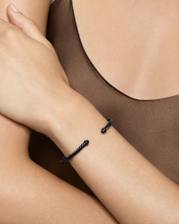 David Van Hagen Classic Cable Bracelet Black Aluminum 4mm