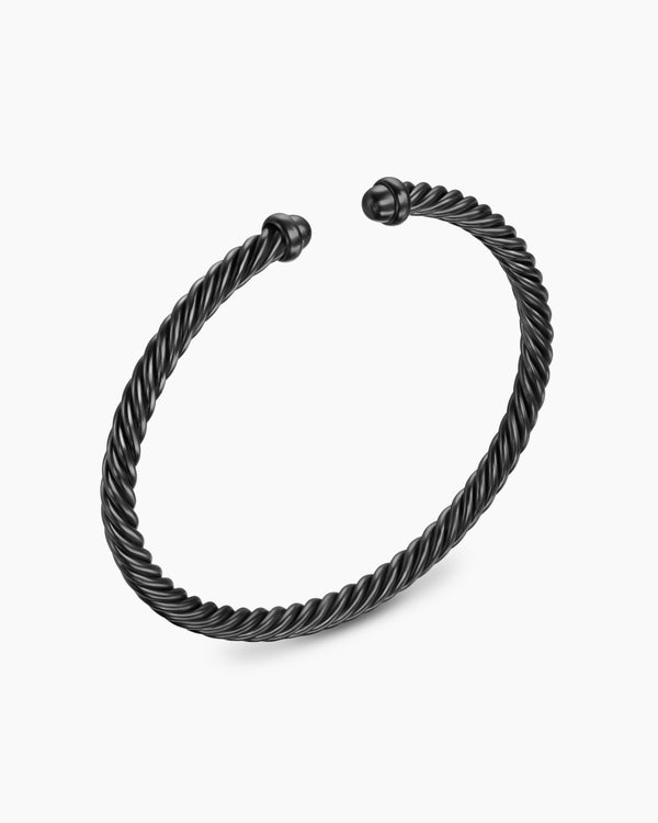 David Van Hagen Classic Cable Bracelet Black Aluminum 4mm