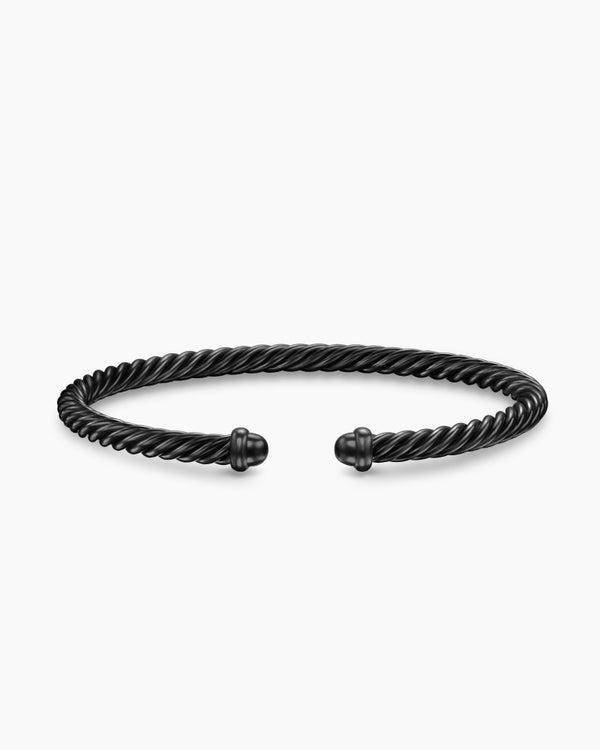 David Van Hagen Classic Cable Bracelet Black Aluminum 4mm
