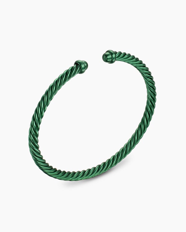 David Van Hagen Classic Cable Bracelet Green Aluminum 4mm