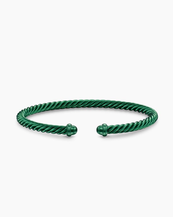David Van Hagen Classic Cable Bracelet Green Aluminum 4mm