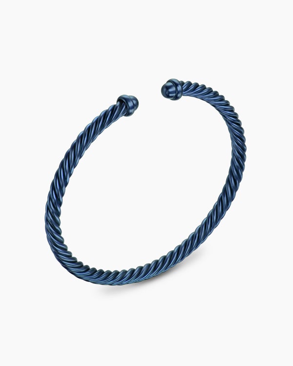 David Van Hagen Classic Cable Bracelet Navy Aluminum 4mm