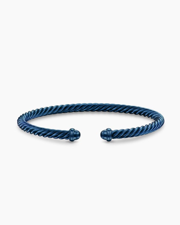 David Van Hagen Classic Cable Bracelet Navy Aluminum 4mm