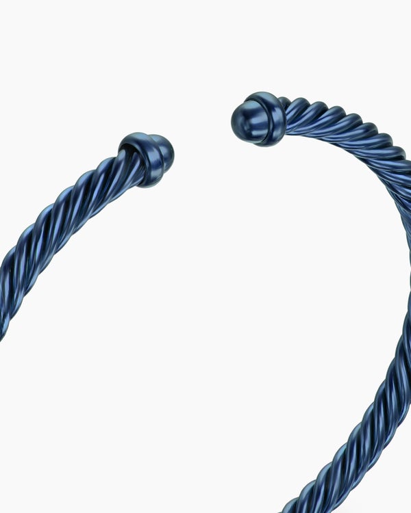 David Van Hagen Classic Cable Bracelet Navy Aluminum 4mm