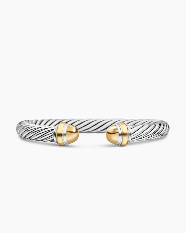 david van hagen Classic Cable Bracelet Sterling Silver with 14K Yellow Gold Domes 7mm