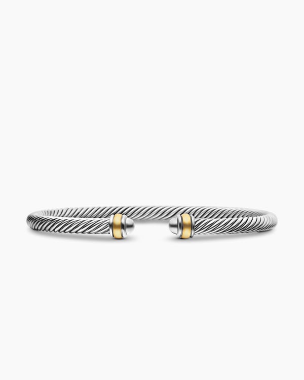 david van hagen Classic Cable Bracelet Sterling Silver with 18K Yellow Gold 4mm