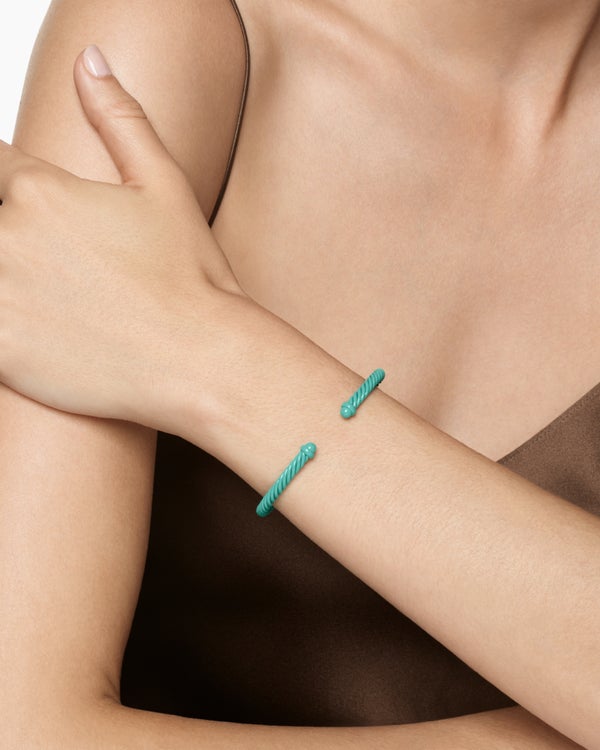 David Van Hagen Classic Cable Bracelet Turquoise Aluminum 4mm