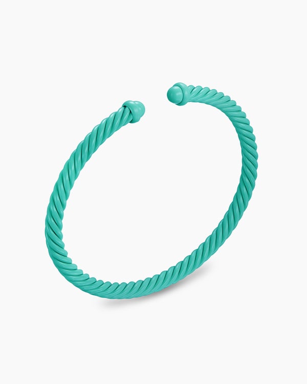 David Van Hagen Classic Cable Bracelet Turquoise Aluminum 4mm