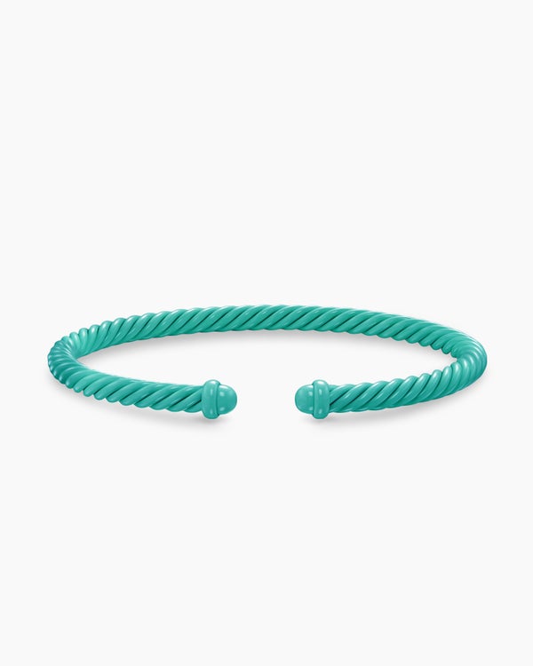 David Van Hagen Classic Cable Bracelet Turquoise Aluminum 4mm