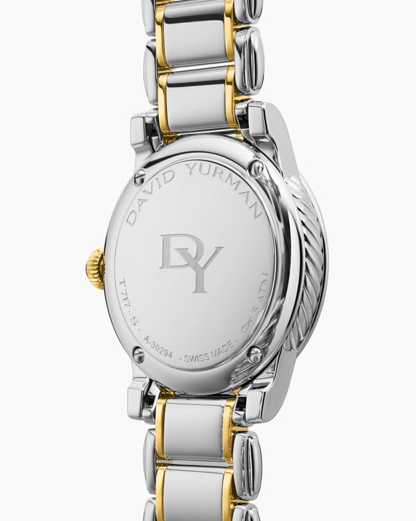 David Van Hagen Classic Quartz Watch Stainless Steel With 18K Yellow Gold And Diamond Bezel 30mm