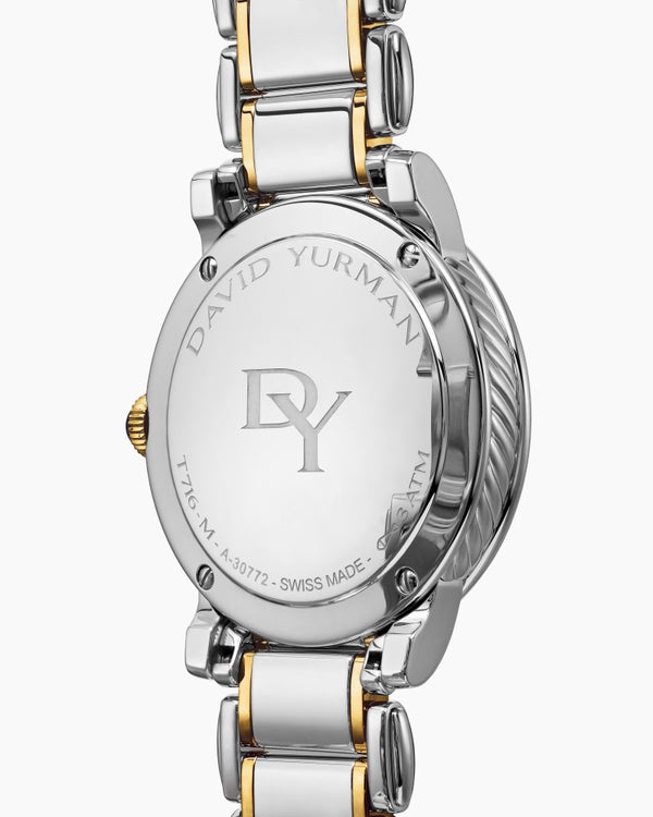 David Van Hagen Classic Quartz Watch Stainless Steel With 18K Yellow Gold And Diamond Bezel 38mm