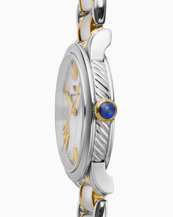 David Van Hagen Classic Quartz Watch Stainless Steel With 18K Yellow Gold And Diamonds 38mm