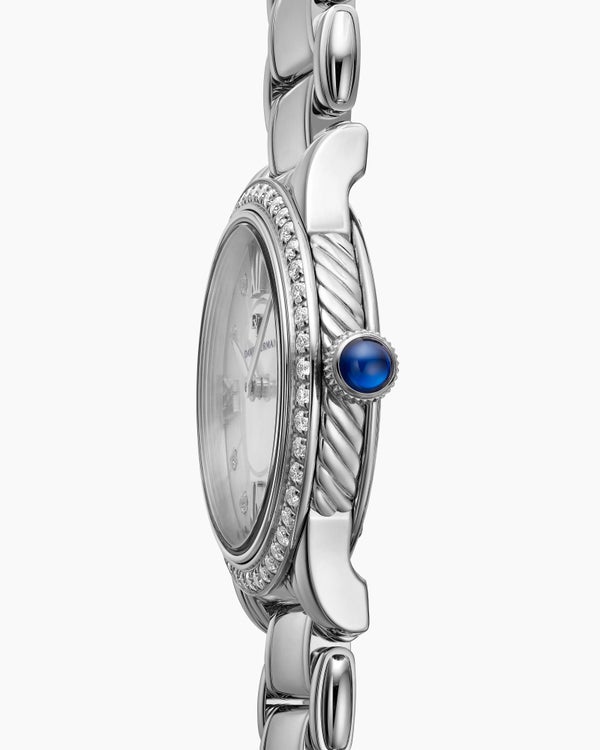 David Van Hagen Classic Quartz Watch Stainless Steel With Diamond Bezel 30mm