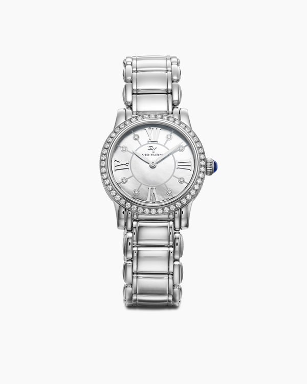 david van hagen Classic Quartz Watch Stainless Steel with Diamond Bezel 30mm