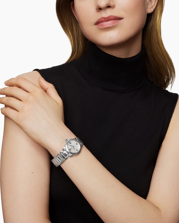 David Van Hagen Classic Quartz Watch Stainless Steel With Diamonds 38mm