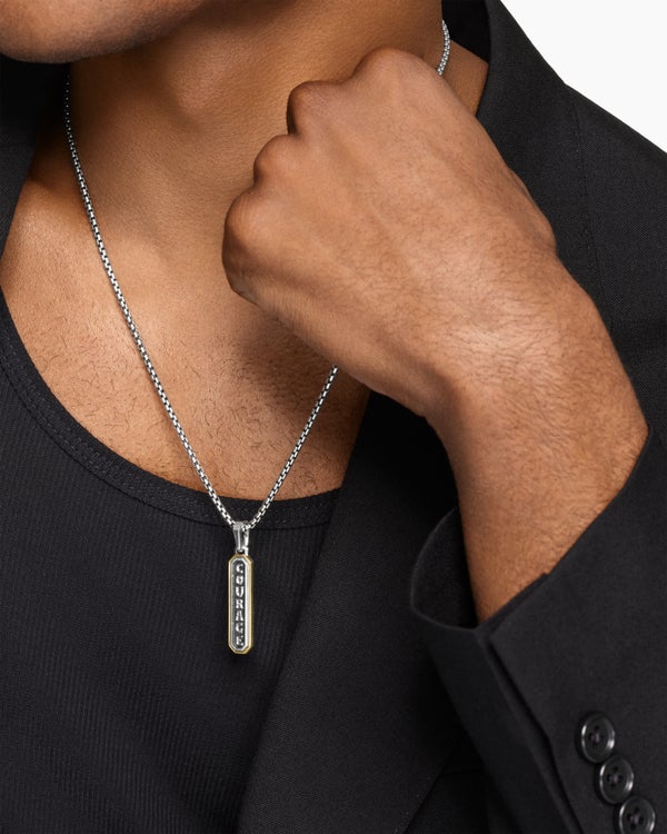 David Van Hagen Courage Amulet Sterling Silver With 14K Yellow Gold 35mm