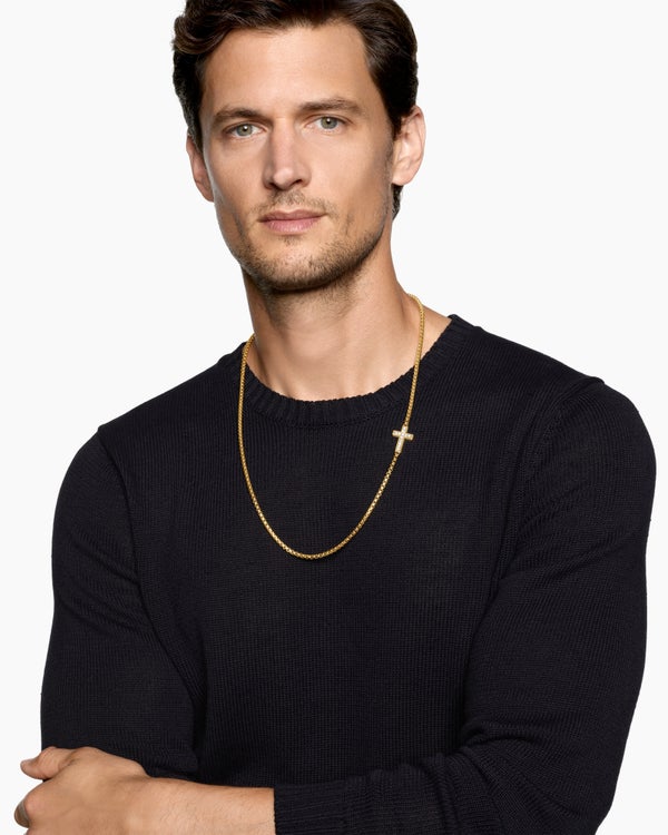 David Van Hagen Cross Station Necklace 18K Yellow Gold With Diamonds 5mm