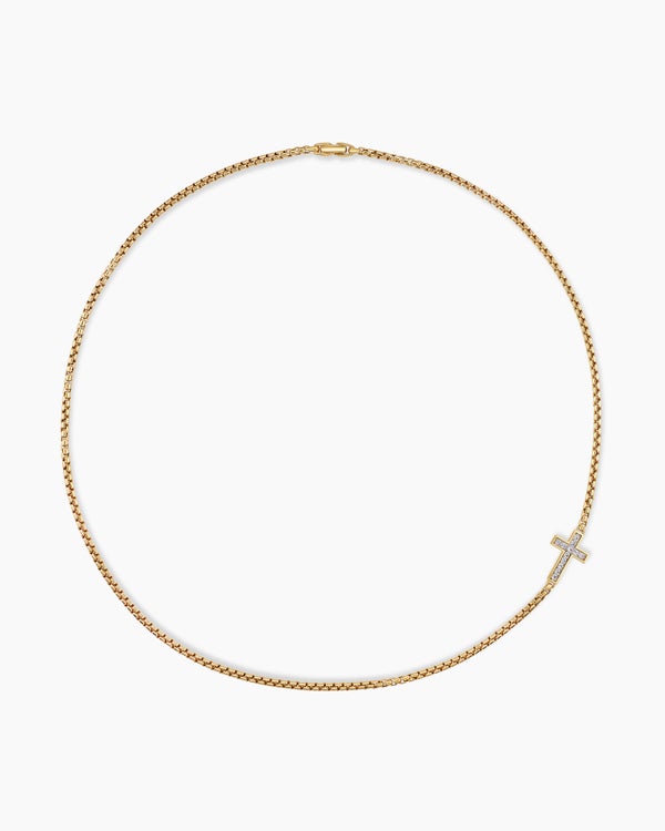 David Van Hagen Cross Station Necklace 18K Yellow Gold With Diamonds 5mm