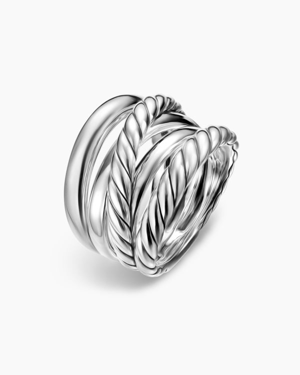 David Van Hagen Crossover Five Row Ring Sterling Silver 17.5mm