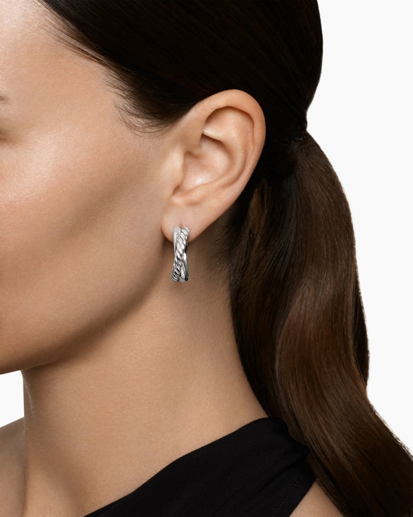 david Van Hagen Crossover Hoop Earrings Sterling Silver 22.3mm