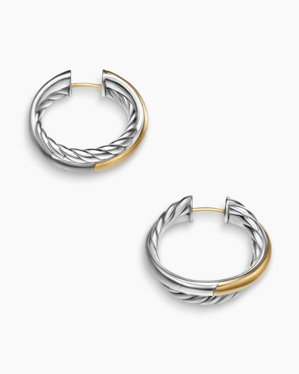 David Van Hagen Crossover Hoop Earrings Sterling Silver With 14K Yellow Gold 22.3mm