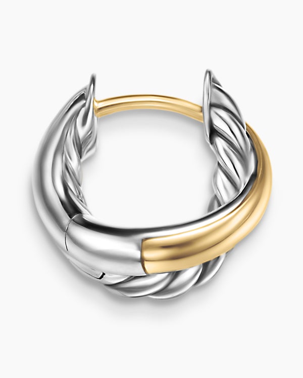 David Van Hagen Crossover Huggie Hoop Earrings Sterling Silver With 18K Yellow Gold 12.4mm