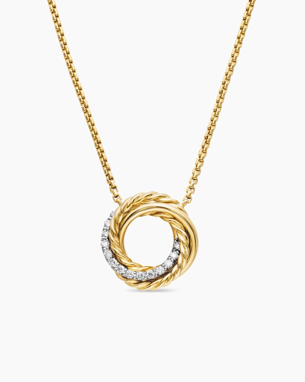 david van hagen Crossover Pendant Necklace 18K Yellow Gold with Diamonds 14.5mm