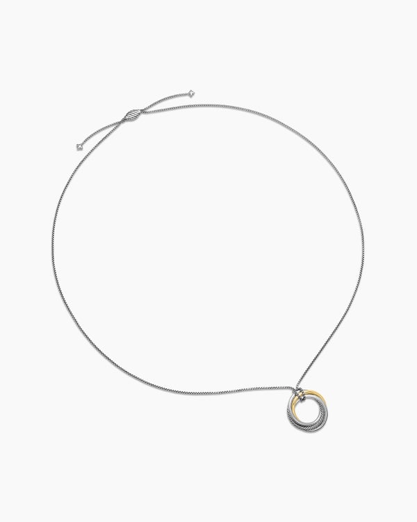 David Van Hagen Crossover Pendant Necklace Sterling Silver With 14K Yellow Gold 37mm