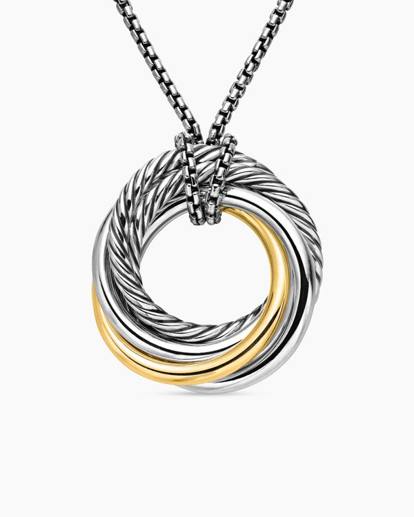 david van hagen Crossover Pendant Necklace Sterling Silver with 14K Yellow Gold 28mm
