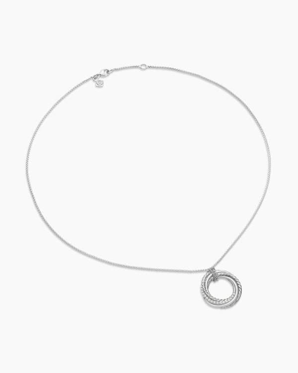 David Van Hagen Crossover Pendant Necklace Sterling Silver With Diamonds 21mm