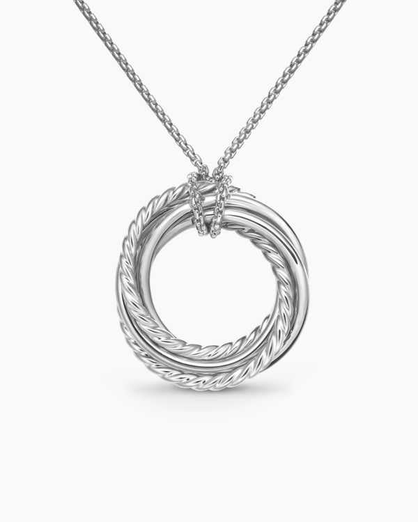 David Van Hagen Crossover Pendant Necklace Sterling Silver With Diamonds 21mm