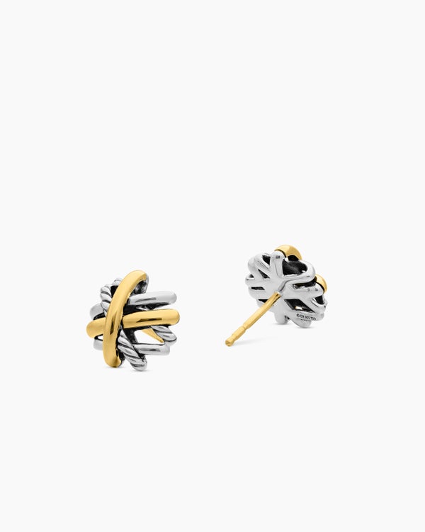 David Van Hagen Crossover Stud Earrings Sterling Silver With 18K Yellow Gold 11mm