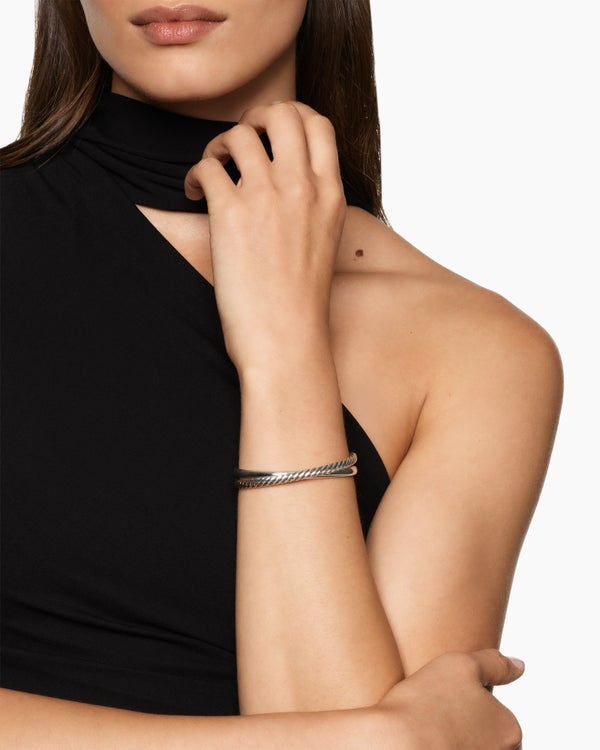 David Van Hagen Crossover Two Row Cuff Bracelet Sterling Silver 10.7mm