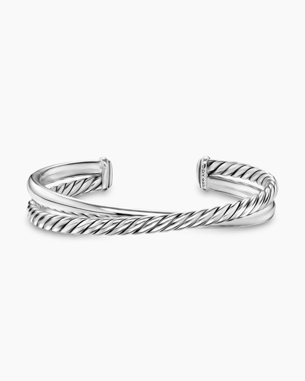 David Van Hagen Crossover Two Row Cuff Bracelet Sterling Silver 10.7mm